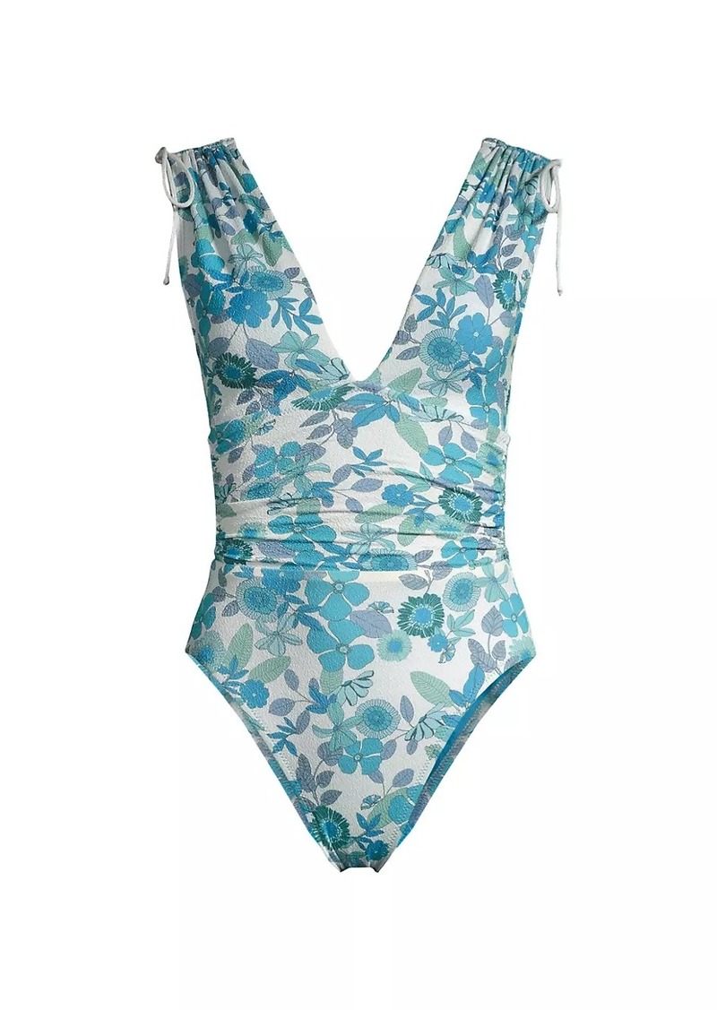 Robin Piccone Nerissa Floral Plunge One-Piece Swimsuit