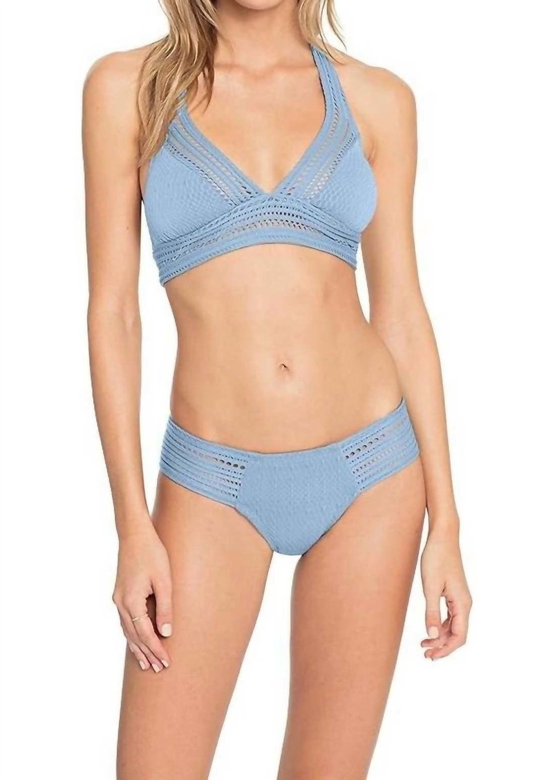 Robin Piccone Perla Crochet Tab Bottom In Pacific Blue