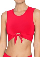 Robin Piccone Ava Longline Knot Front Bikini Top in Fiery Red at Nordstrom
