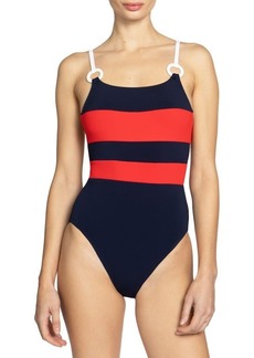 Robin Piccone Babe Lace-Up Back One-Piece Swimsuit