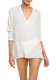 Robin Piccone Cotton Cover-Up Tunic in White at Nordstrom Rack