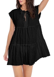 Robin Piccone Fiona Flouncy Cover-Up Dress in Black at Nordstrom