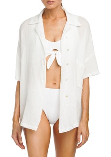 Robin Piccone Oversize Cover-Up Shirt in White at Nordstrom Rack