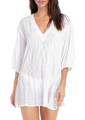 Robin Piccone Fiona Puff Sleeve Cover-Up Tunic in White at Nordstrom