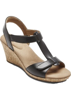 Rockport Blanca Womens Faux Leather Ankle Strap T-Strap Sandals