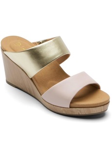 Rockport OJ Briah Two Band Womens Leather Slip On Wedge Sandals