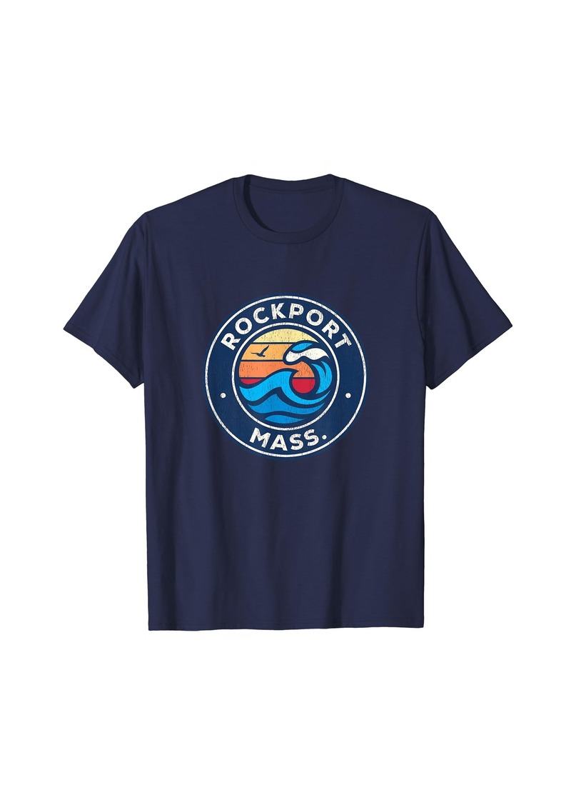 Rockport Massachusetts MA Vintage Nautical Waves Design T-Shirt