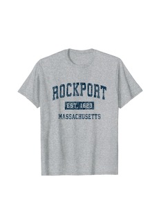 Rockport Massachusetts MA Vintage Sports Design Navy Print T-Shirt