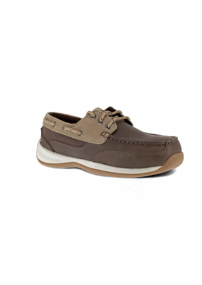 Rockport Work Women's Sailing Club Safety Toe Three Eye Tie Boat Shoe Work