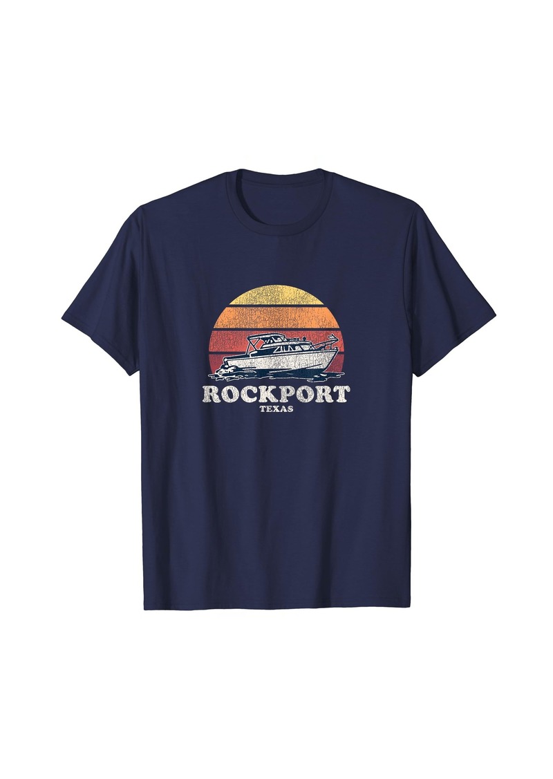 Rockport TX Vintage Boating 70s Retro Boat Design T-Shirt