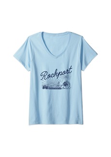 Womens Rockport Massachusetts Lighthouse V-Neck T-Shirt