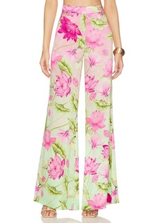 Rococo Sand Ren Silk Floral Pant In Pink Lotuses