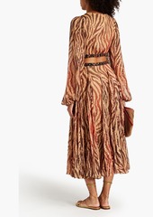 Rococo Sand - Cutout metallic fil coupé voile midi dress - Brown - XS