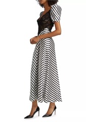 Beetlejuice II x Rodarte Stripe Lace Bodice Maxi Dress