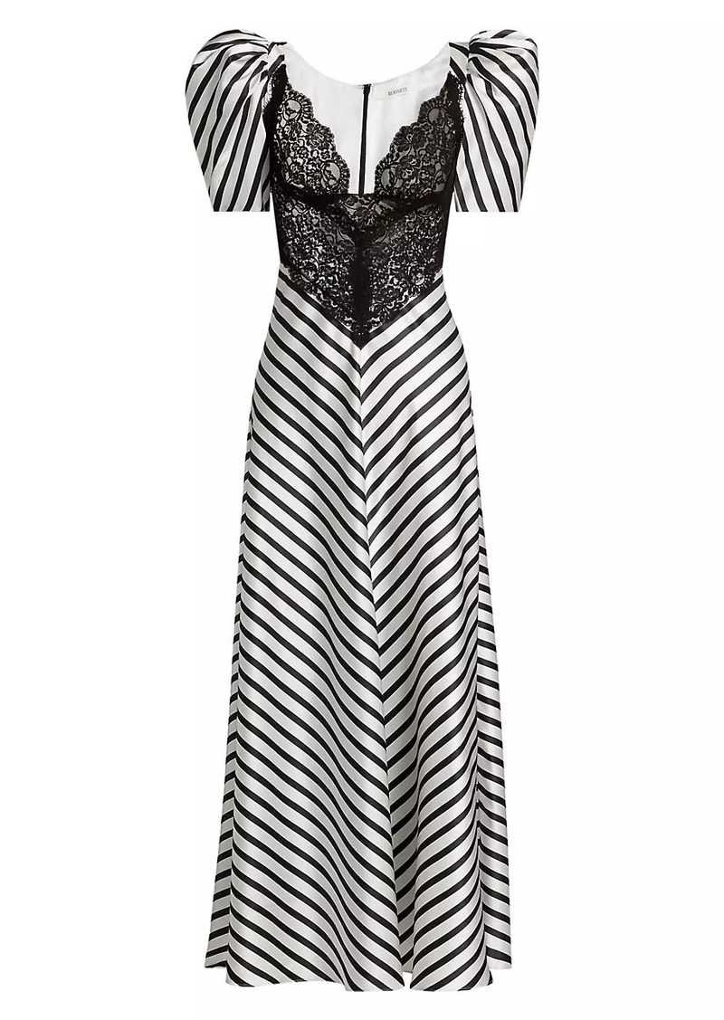 Beetlejuice II x Rodarte Stripe Lace Bodice Maxi Dress