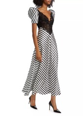 Beetlejuice II x Rodarte Stripe Lace Bodice Maxi Dress