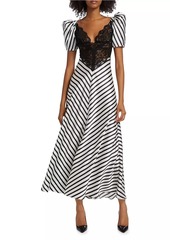 Beetlejuice II x Rodarte Stripe Lace Bodice Maxi Dress