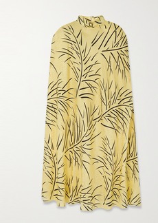 Rodarte Cape-effect Printed Silk-jacquard Midi Dress