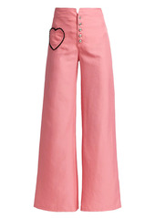 Rodarte Flared Twill Pant With Lace Heart Pocket