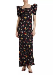 Rodarte Floral Silk Crepe De Chine Gown