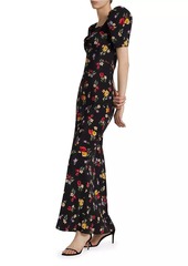 Rodarte Floral Silk Crepe De Chine Gown