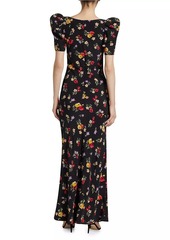 Rodarte Floral Silk Crepe De Chine Gown