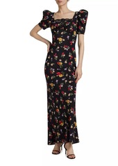 Rodarte Floral Silk Crepe De Chine Gown