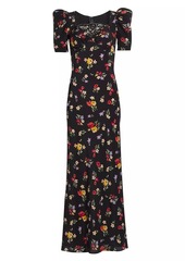 Rodarte Floral Silk Crepe De Chine Gown