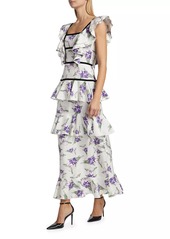 Rodarte Iris Print Silk Twill Ruffle Cocktail Dress