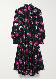Rodarte Lace-trimmed Floral-print Silk Midi Dress