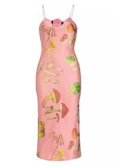 Rodarte Mushroom-Printed Silk Slipdress