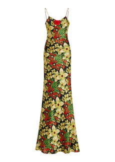 Rodarte - Exclusive Floral-Appliquéd Silk Maxi Dress - Multi - US 0 - Moda Operandi