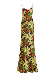 Rodarte - Exclusive Floral-AppliquÃ©d Silk Maxi Dress - Multi - US 10 - Moda Operandi