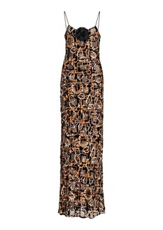 Rodarte - Printed Burnout-Silk Maxi Slip Dress - Multi - US 4 - Moda Operandi