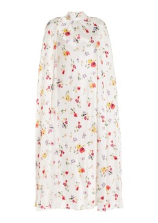 Rodarte - Tulip-Printed Silk-Satin Cape Dress - White - US 2 - Moda Operandi