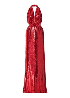 Rodarte - Women's Sequined Halter Gown - Red - US 0 - Moda Operandi