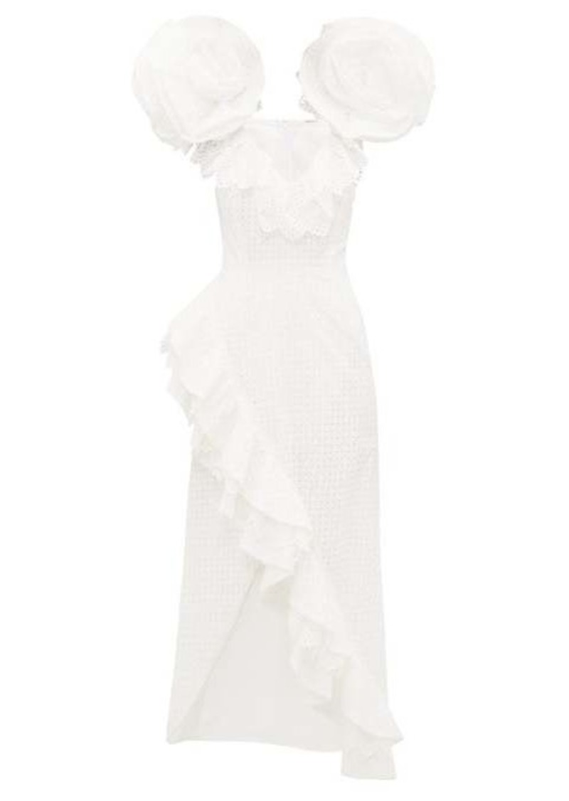 Rodarte Exaggerated-shoulder broderie-anglaise cotton gown