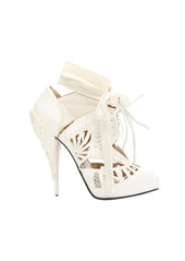 RODARTE Nicholas Kirkwood off white leather structural tie heels