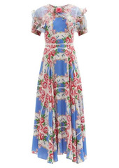 Rodarte Organza-collar floral-print silk dress