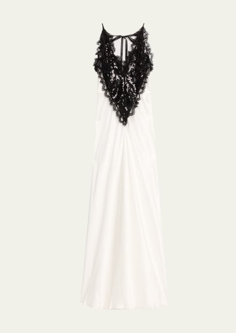 Rodarte Sequined Lace-Trim Satin Dress