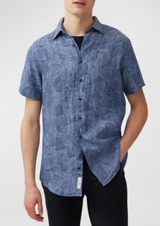 Rodd & Gunn Men's Ellerby Linen Geometric-Print Short-Sleeve Shirt
