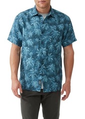 Rodd & Gunn Destiny Bay Palm Tree Print Short Sleeve Linen Button-Up Shirt