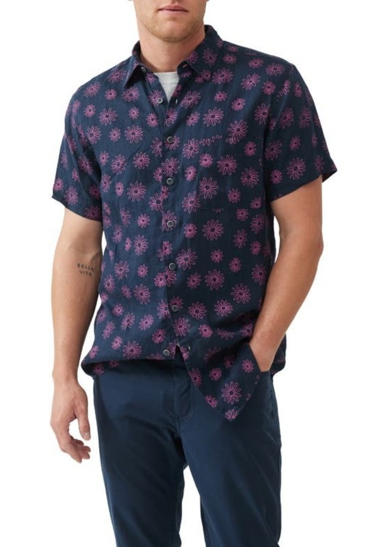 Rodd & Gunn Jacob's River Sports Fit Floral Short Sleeve Linen Button-Up Shirt