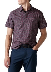 Rodd & Gunn Russel Sports Fit Floral Short Sleeve Cotton Button-Up Shirt in Poppy at Nordstrom Rack