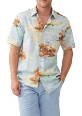 Rodd & Gunn Victoria Avenue Original Fit Island Print Short Sleeve Cotton Button-Up Shirt