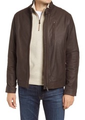 Rodd & Gunn Westhaven Distressed Leather Bomber Jacket in Chocolate at Nordstrom