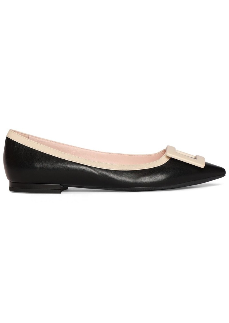 Roger Vivier 10mm Gommettine Leather Ballerina Flats