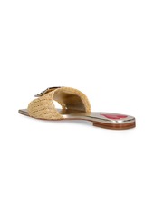 Roger Vivier 10mm Strass Buckle Raffia Flat Slides