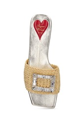 Roger Vivier 10mm Strass Buckle Raffia Flat Slides