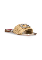 Roger Vivier 10mm Strass Buckle Raffia Flat Slides